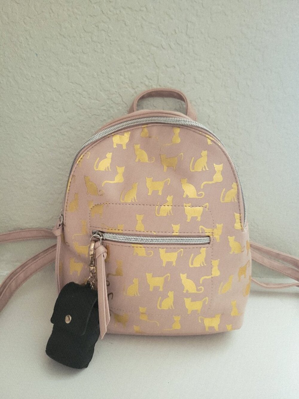 Like New Betsy Johnson Pink Cat Backpack